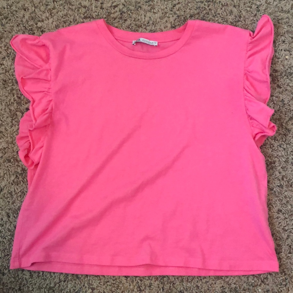 zara ruffle tee